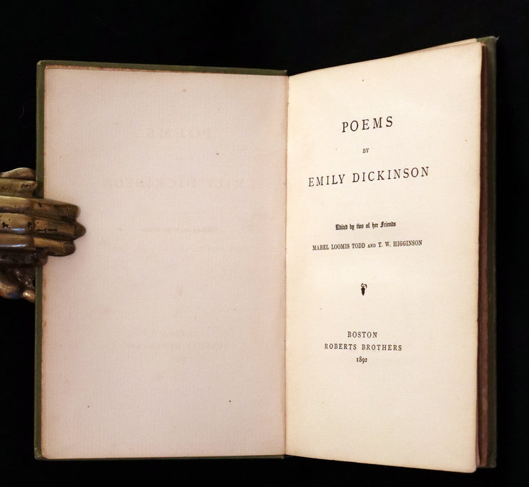 1892 Rare Early Edition - POEMS by EMILY DICKINSON Edited by Two of Her Friends.