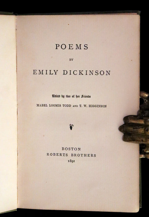 1892 Rare Early Edition - POEMS by EMILY DICKINSON Edited by Two of Her Friends.