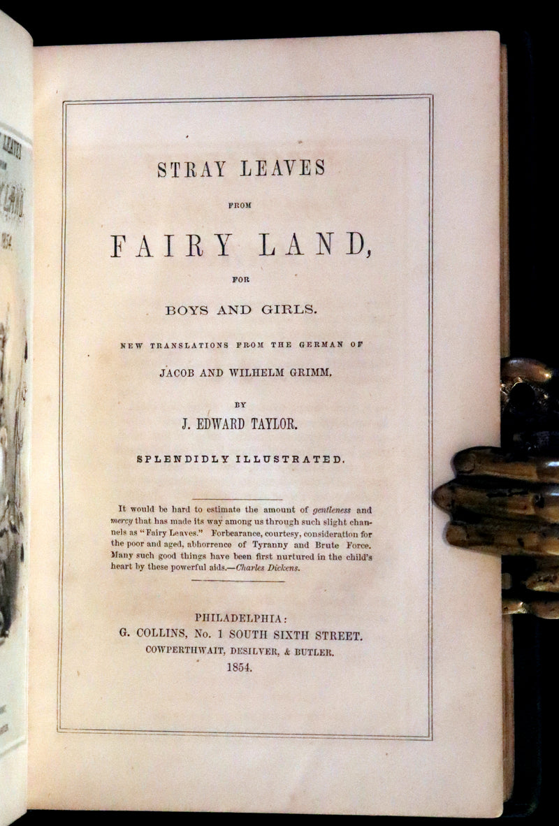 1854 Scarce First Edition - The Brothers GRIMM - Stray Leaves from Fairy Land, for Boys and Girls. Illustrated.