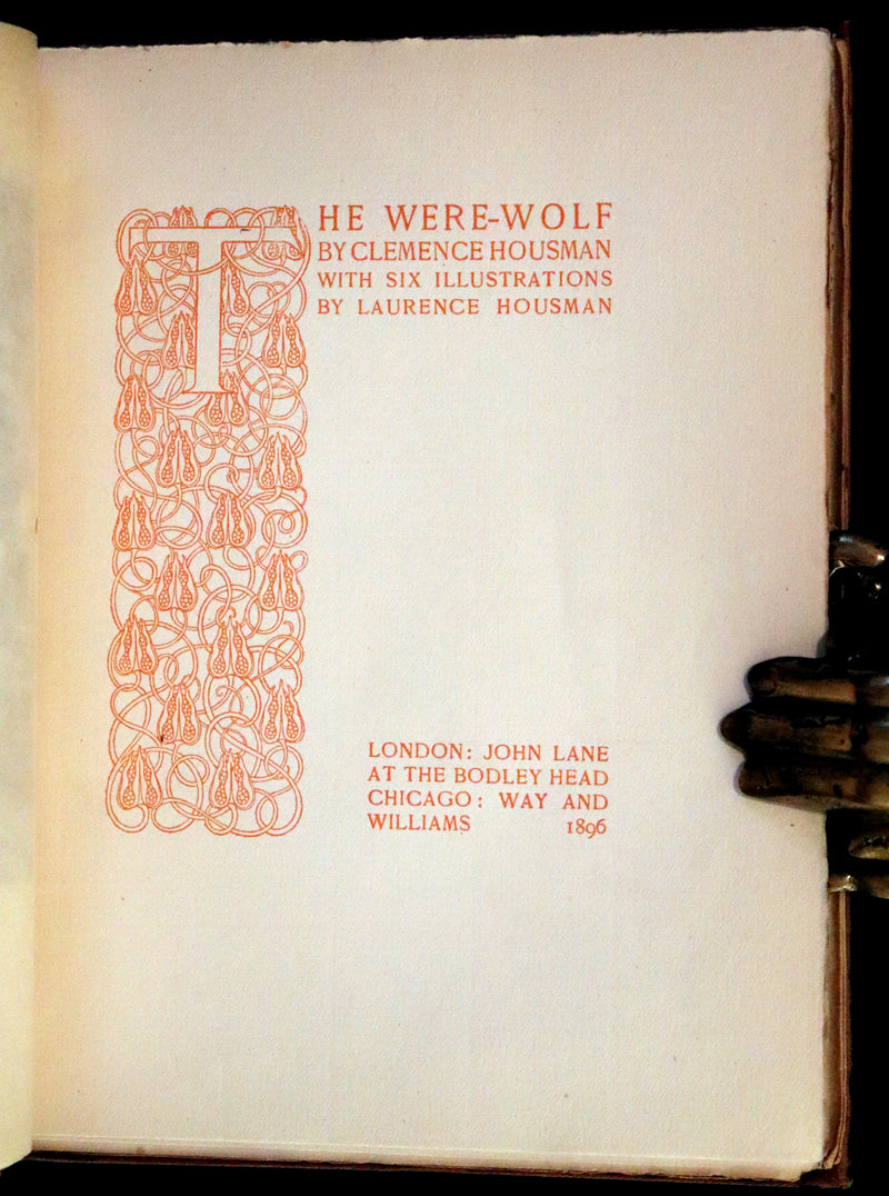 1896 Rare First Edition Book on Werewolves - THE WERE-WOLF by Clemence Housman.