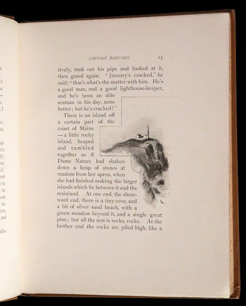 1893 Rare Victorian Book - CAPTAIN JANUARY, Lighthouse Keeper and His Little Girl by Laura E. Richards. Illustrated.