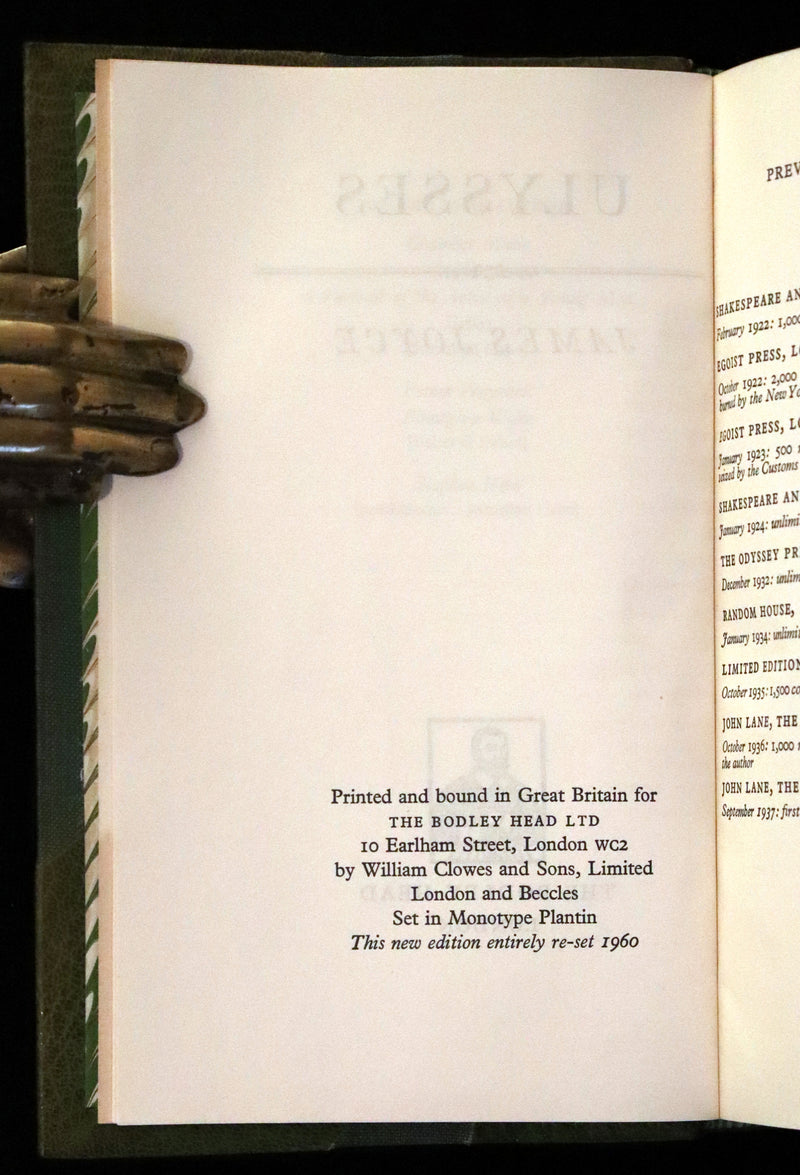 1960 Scarce in this Bayntun Binding - ULYSSES by JAMES JOYCE. Newly reset corrected edition.