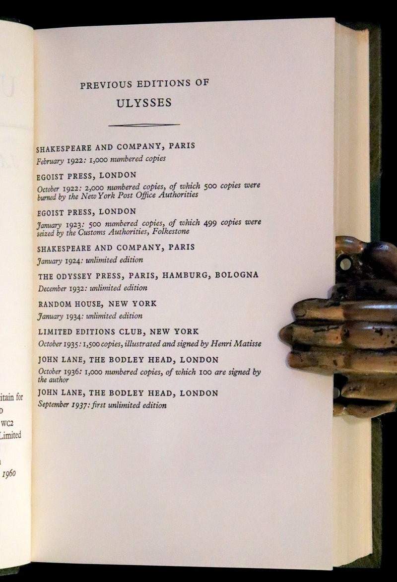 1960 Scarce in this Bayntun Binding - ULYSSES by JAMES JOYCE. Newly reset corrected edition.