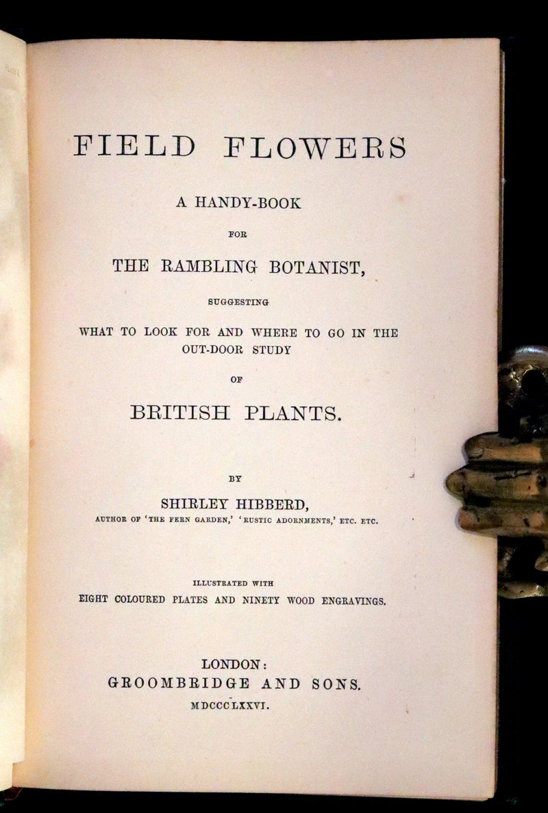 1876 Rare Victorian Book - FIELD FLOWERS, A handy-book for the rambling by the famous botanist James Shirley Hibberd.