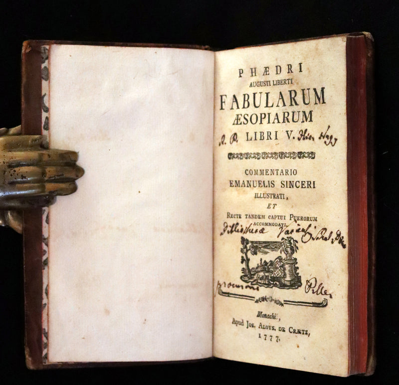 1777 Rare Latin-German Book - Phaedrus & AESOP'S FABLES, Fabularum Aesopiarum Libri V.