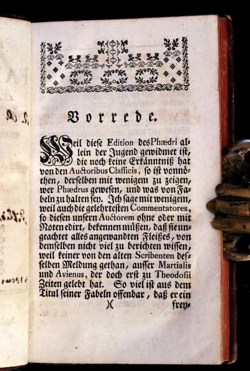 1777 Rare Latin-German Book - Phaedrus & AESOP'S FABLES, Fabularum Aesopiarum Libri V.