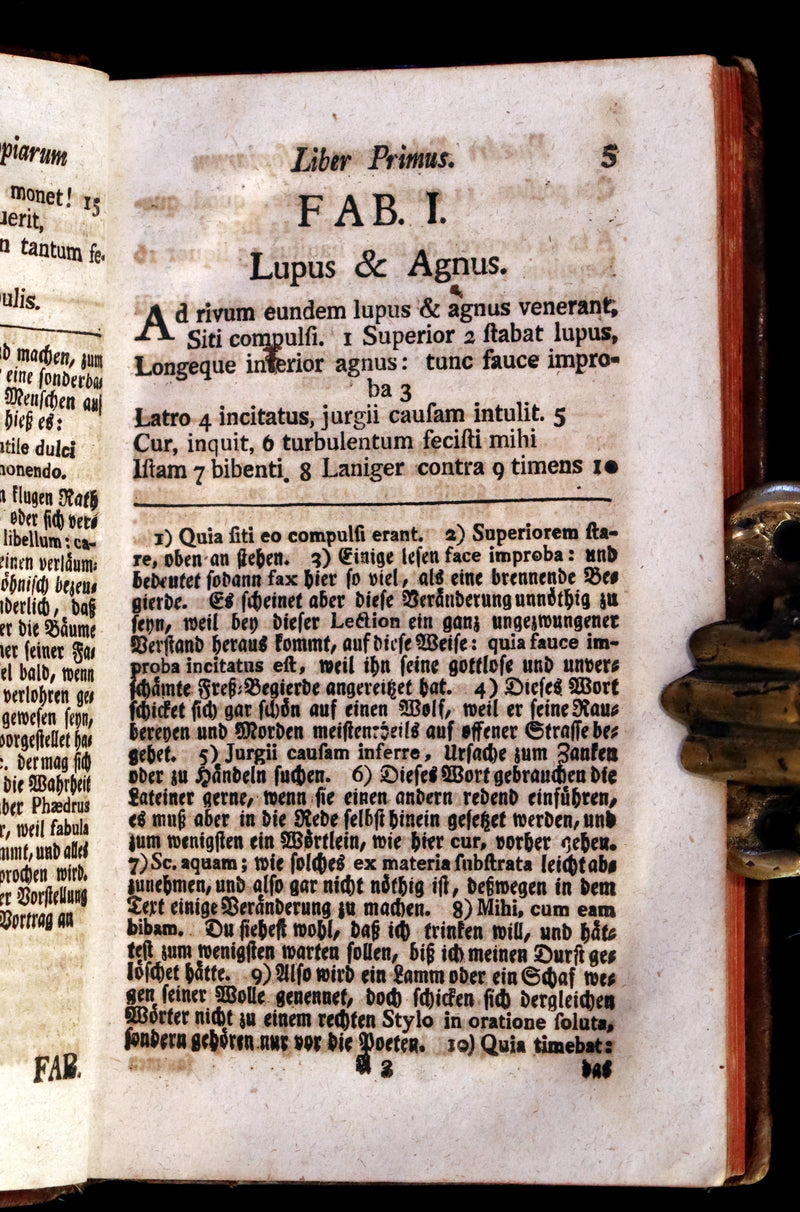 1777 Rare Latin-German Book - Phaedrus & AESOP'S FABLES, Fabularum Aesopiarum Libri V.