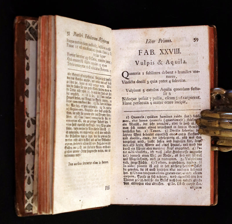 1777 Rare Latin-German Book - Phaedrus & AESOP'S FABLES, Fabularum Aesopiarum Libri V.