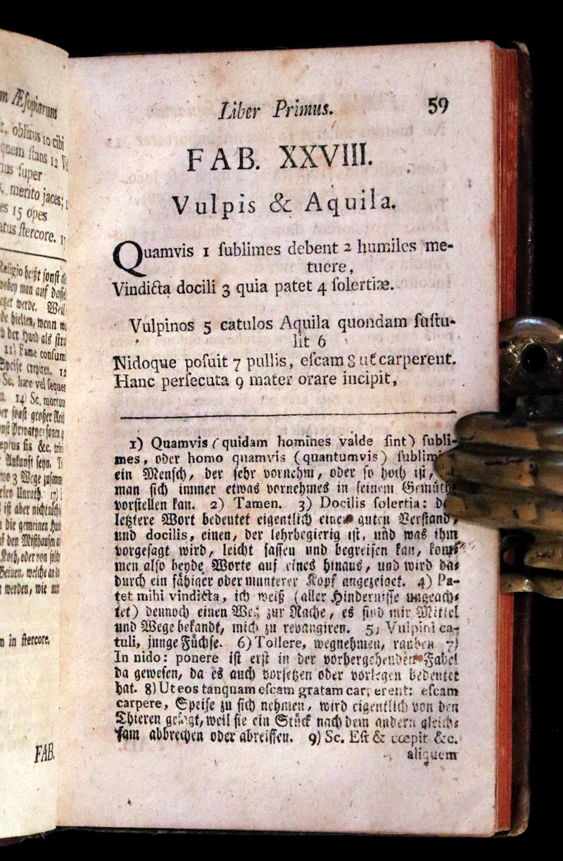 1777 Rare Latin-German Book - Phaedrus & AESOP'S FABLES, Fabularum Aesopiarum Libri V.