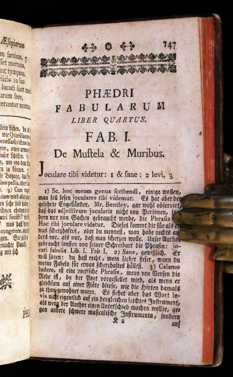 1777 Rare Latin-German Book - Phaedrus & AESOP'S FABLES, Fabularum Aesopiarum Libri V.