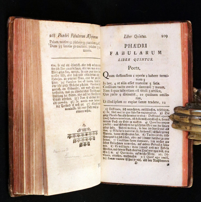 1777 Rare Latin-German Book - Phaedrus & AESOP'S FABLES, Fabularum Aesopiarum Libri V.
