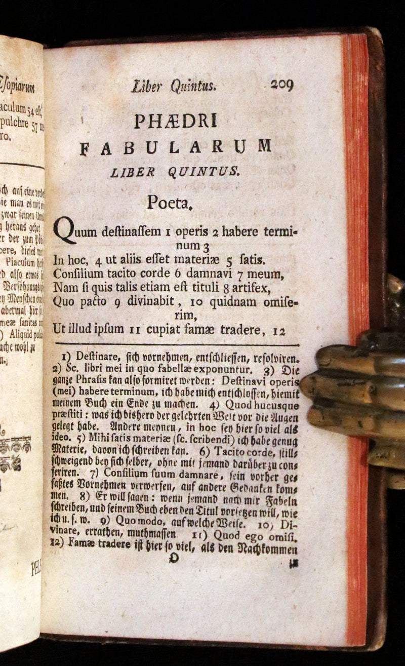 1777 Rare Latin-German Book - Phaedrus & AESOP'S FABLES, Fabularum Aesopiarum Libri V.