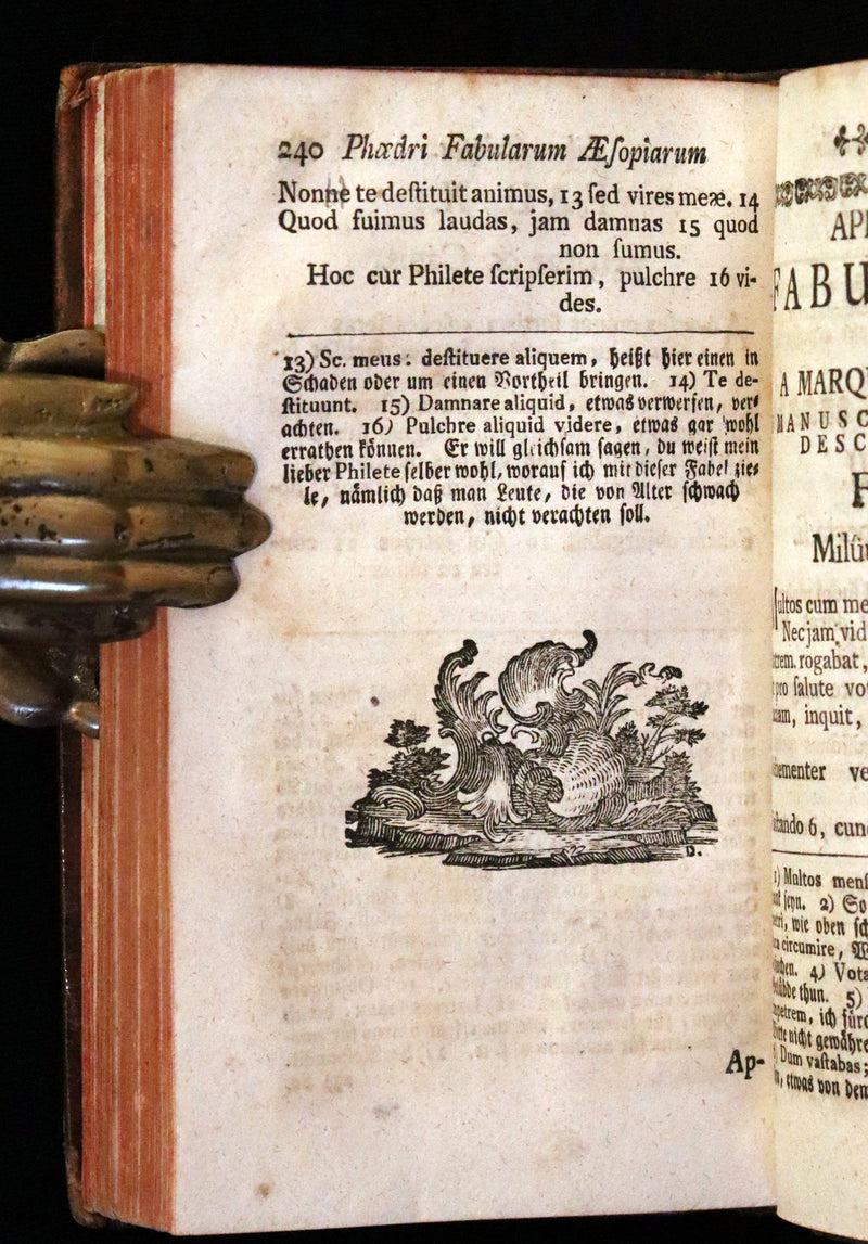 1777 Rare Latin-German Book - Phaedrus & AESOP'S FABLES, Fabularum Aesopiarum Libri V.