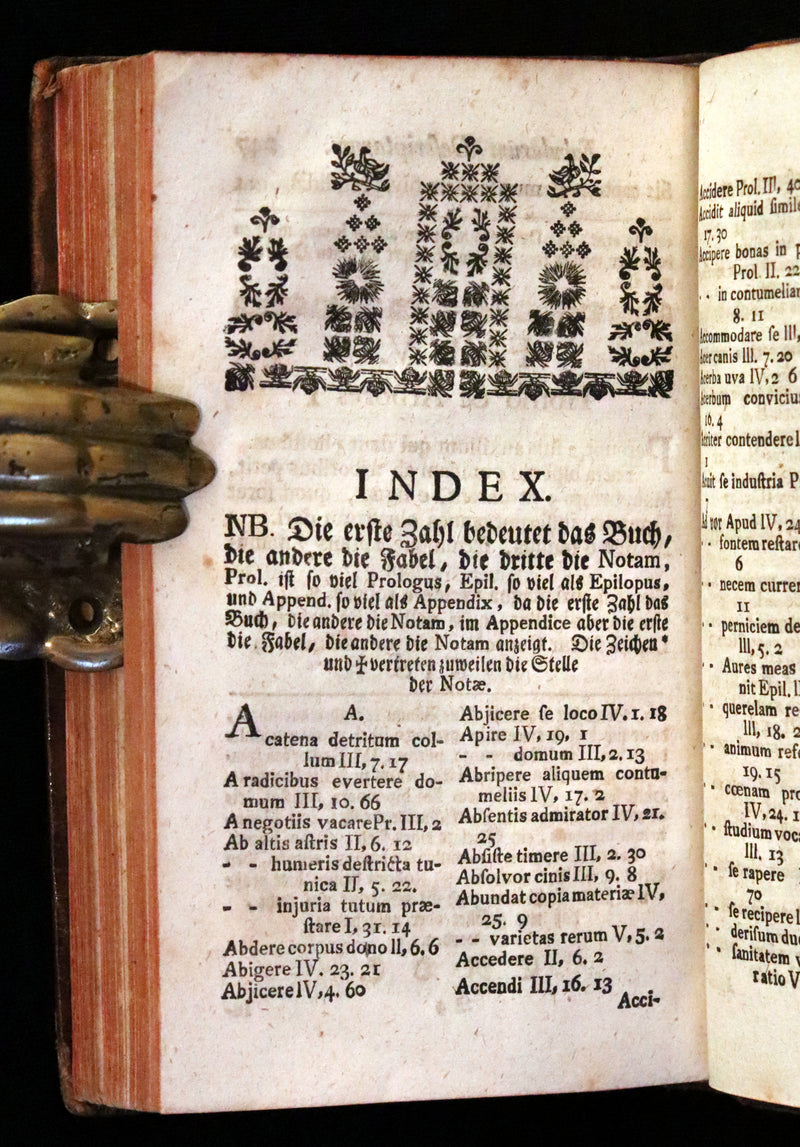 1777 Rare Latin-German Book - Phaedrus & AESOP'S FABLES, Fabularum Aesopiarum Libri V.