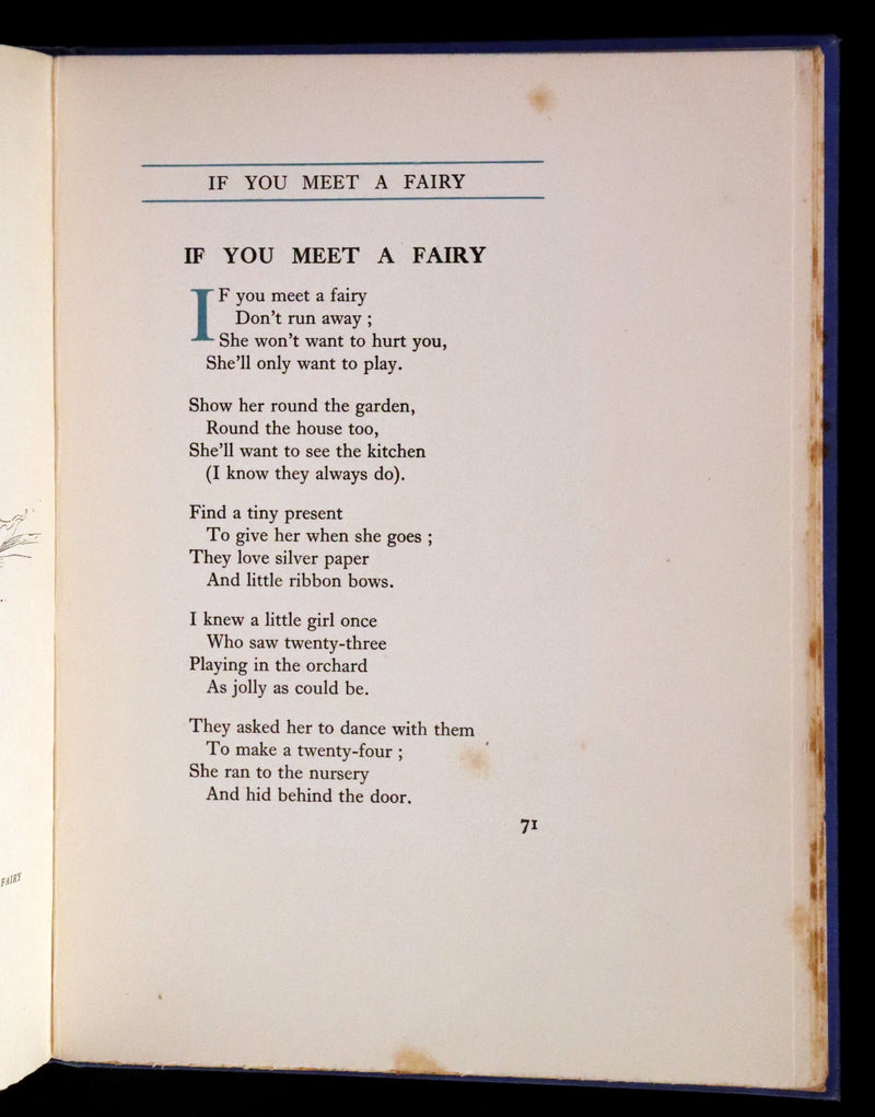 1923 Rare First Edition - The Rose Fyleman Fairy Book Illustrated by Hilda T. Miller.