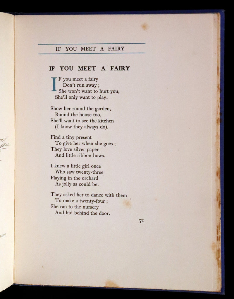 1923 Rare First Edition - The Rose Fyleman Fairy Book Illustrated by Hilda T. Miller.