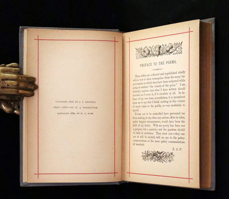 1884 Rare Book - Poems by Edgar Allan POE with Memoir (The Raven, Lenore, Fairy-Land, ...)