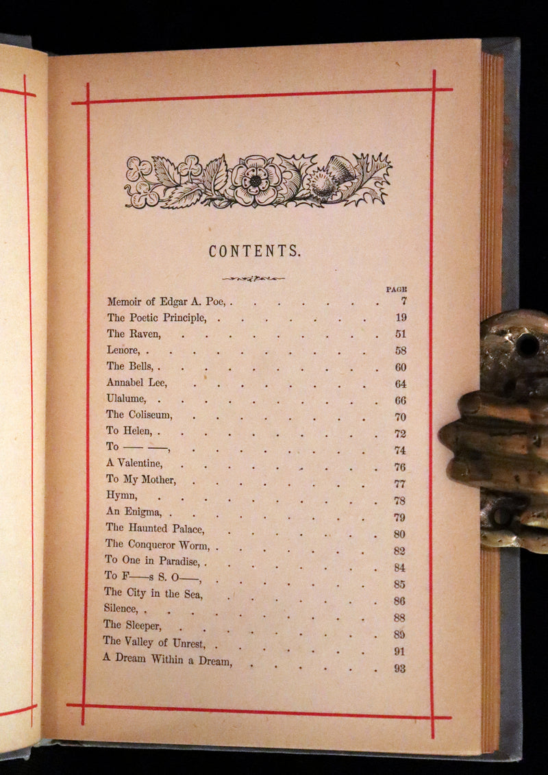 1884 Rare Book - Poems by Edgar Allan POE with Memoir (The Raven, Lenore, Fairy-Land, ...)