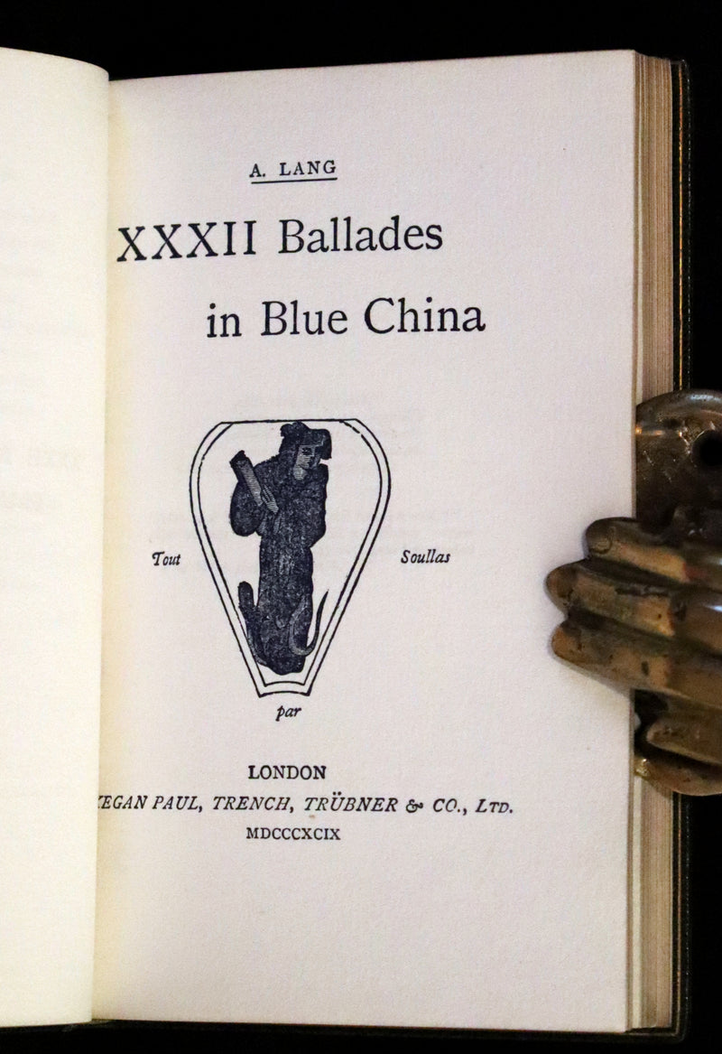 1899 Rare Book bound by Riviere - XXXII Ballades in Blue China, poems by Andrew Lang.