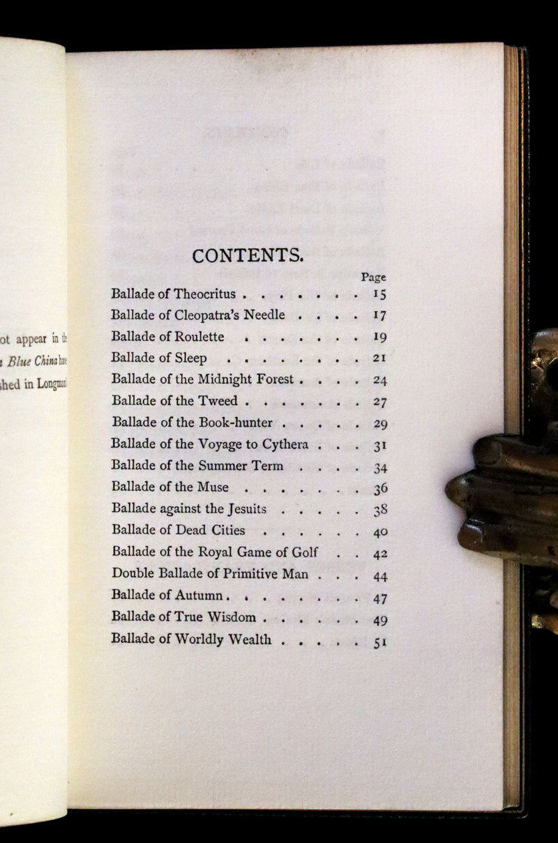 1899 Rare Book bound by Riviere - XXXII Ballades in Blue China, poems by Andrew Lang.