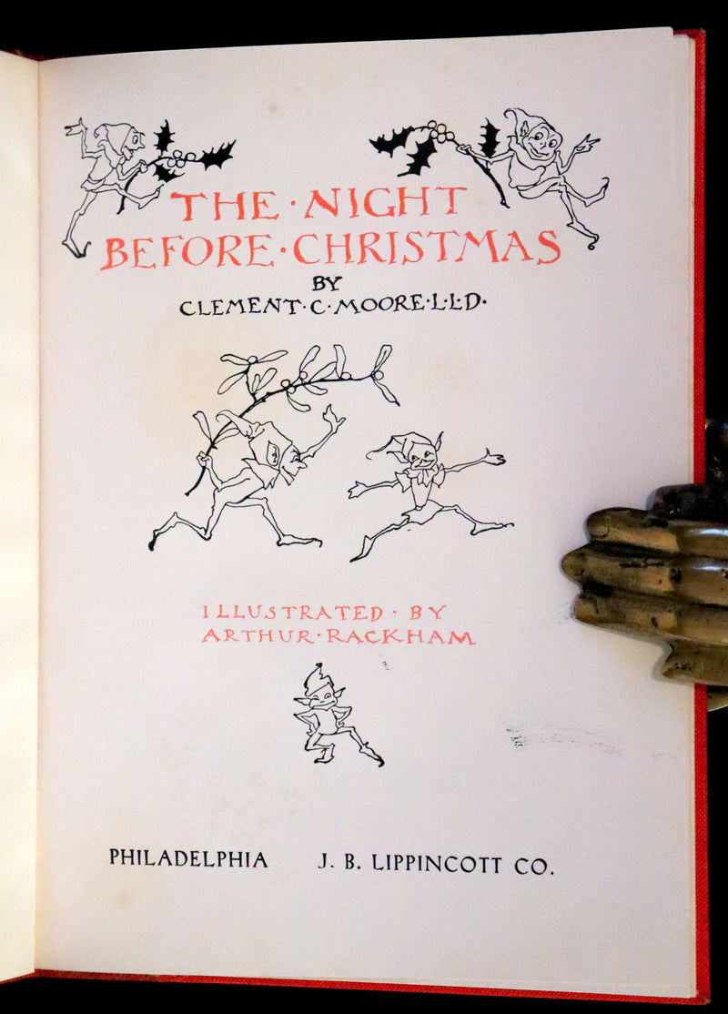 1938 Rare Book Bound by Sangorski - The NIGHT Before CHRISTMAS illustrated by Arthur Rackham.