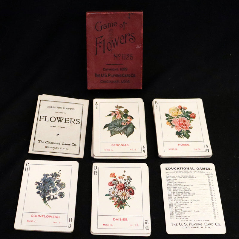 1905 Rare Card Games - The GAME OF FLOWERS  No, 1126 published by The U.S. Playing Card Co. In his Box.