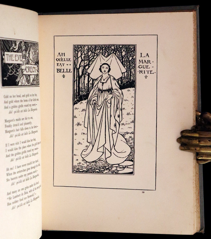 1914 Rare First Edition - Early Poems of William Morris Illustrated by Pre-Raphaelite FLORENCE HARRISON.