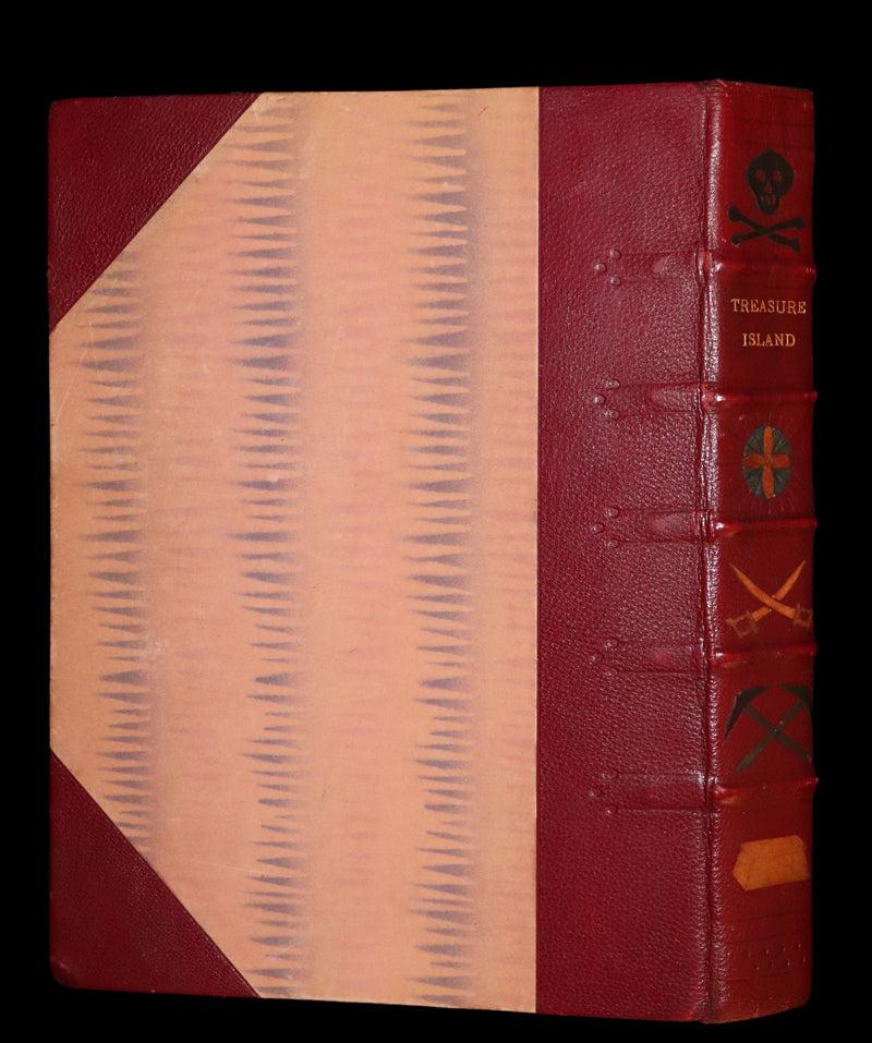 1926 Rare Morocco Binding - TREASURE ISLAND by Stevenson. Illustrated by N. C. Wyeth.