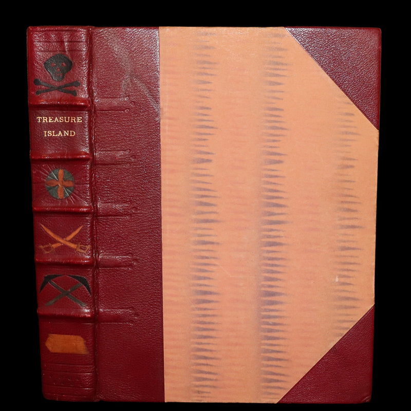 1926 Rare Morocco Binding - TREASURE ISLAND by Stevenson. Illustrated by N. C. Wyeth.