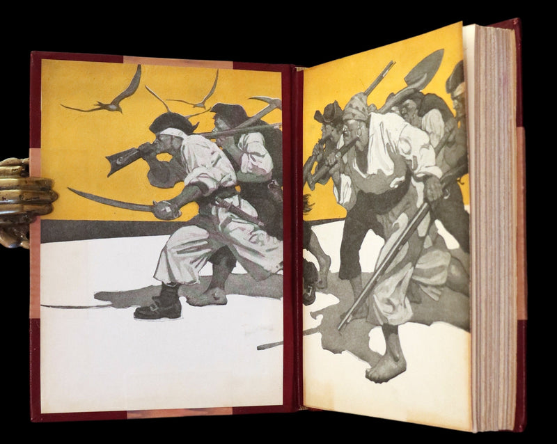 1926 Rare Morocco Binding - TREASURE ISLAND by Stevenson. Illustrated by N. C. Wyeth.