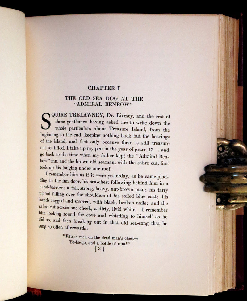 1926 Rare Morocco Binding - TREASURE ISLAND by Stevenson. Illustrated by N. C. Wyeth.