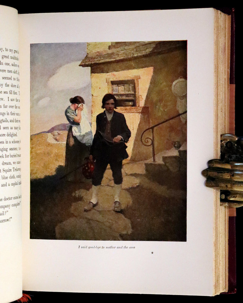 1926 Rare Morocco Binding - TREASURE ISLAND by Stevenson. Illustrated by N. C. Wyeth.