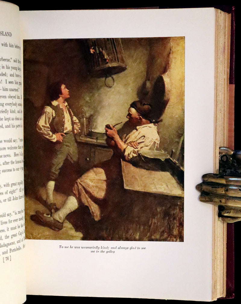 1926 Rare Morocco Binding - TREASURE ISLAND by Stevenson. Illustrated by N. C. Wyeth.