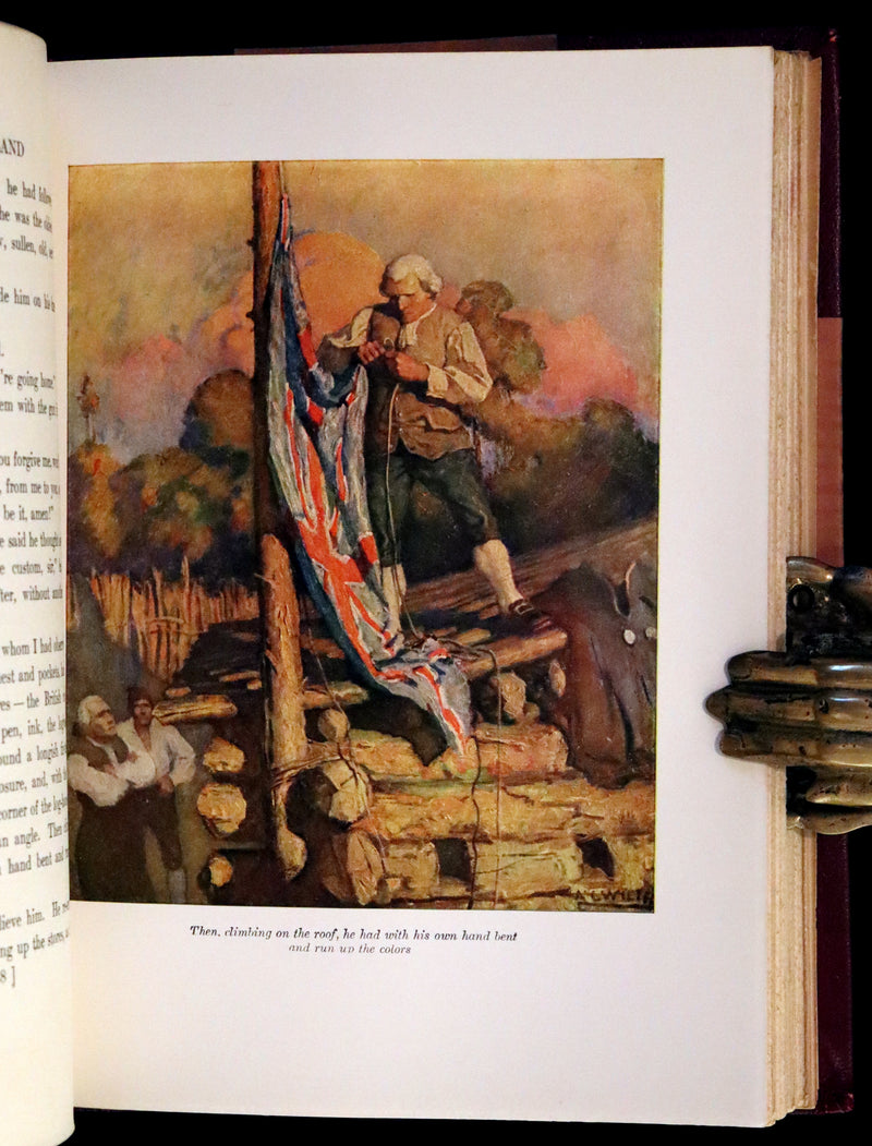 1926 Rare Morocco Binding - TREASURE ISLAND by Stevenson. Illustrated by N. C. Wyeth.