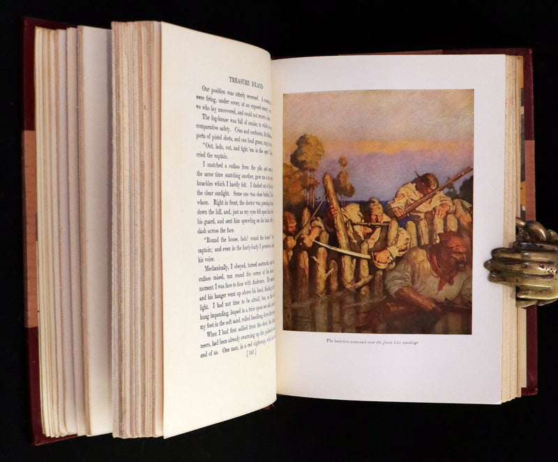 1926 Rare Morocco Binding - TREASURE ISLAND by Stevenson. Illustrated by N. C. Wyeth.