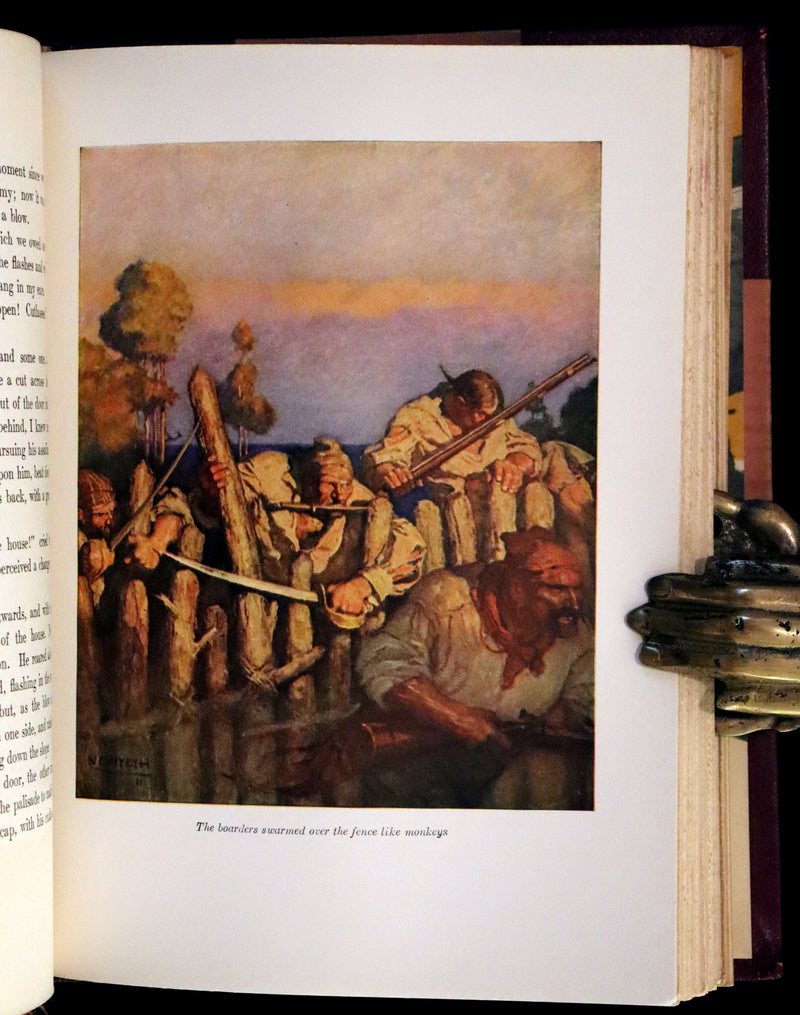 1926 Rare Morocco Binding - TREASURE ISLAND by Stevenson. Illustrated by N. C. Wyeth.