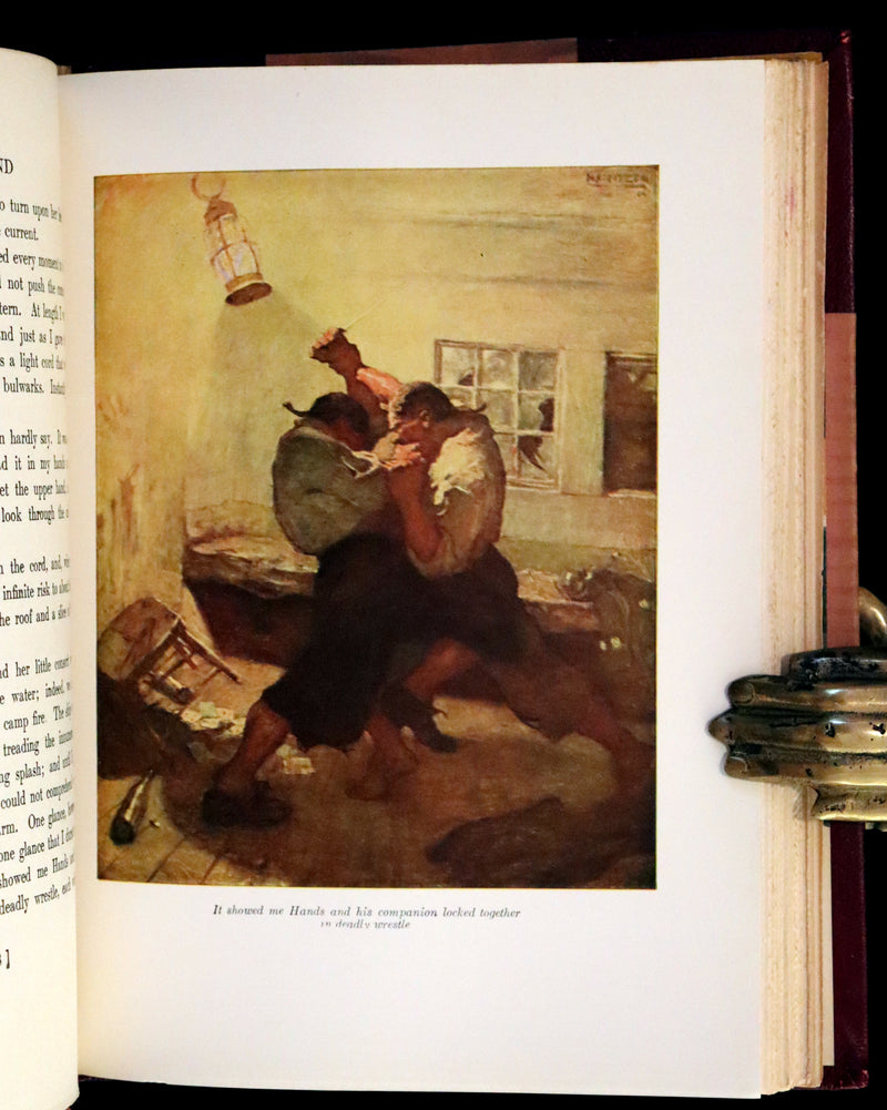 1926 Rare Morocco Binding - TREASURE ISLAND by Stevenson. Illustrated by N. C. Wyeth.