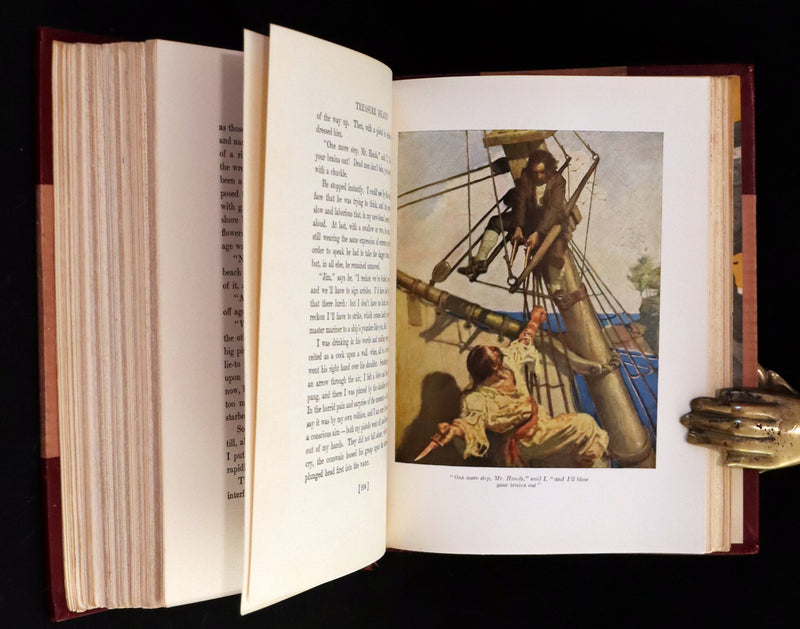 1926 Rare Morocco Binding - TREASURE ISLAND by Stevenson. Illustrated by N. C. Wyeth.