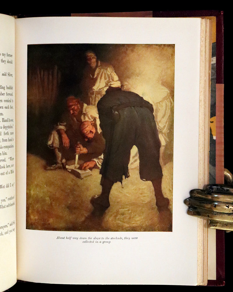 1926 Rare Morocco Binding - TREASURE ISLAND by Stevenson. Illustrated by N. C. Wyeth.
