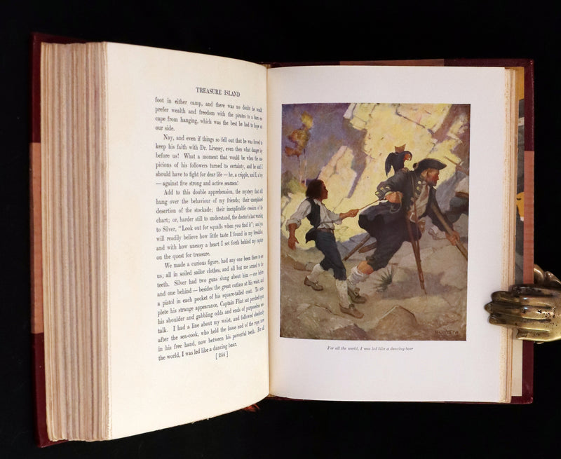1926 Rare Morocco Binding - TREASURE ISLAND by Stevenson. Illustrated by N. C. Wyeth.