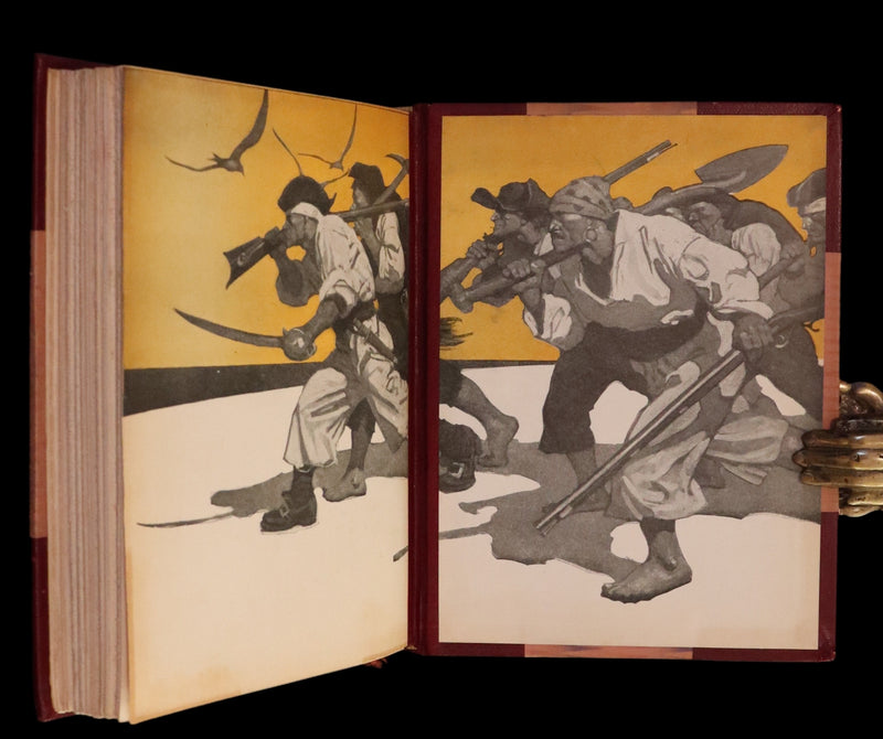 1926 Rare Morocco Binding - TREASURE ISLAND by Stevenson. Illustrated by N. C. Wyeth.