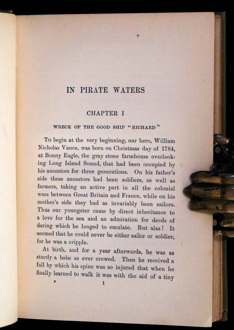 1898 Rare First Edition - In Pirate Waters, A Tale of the American Navy by Kirk Munroe. Illustrated.