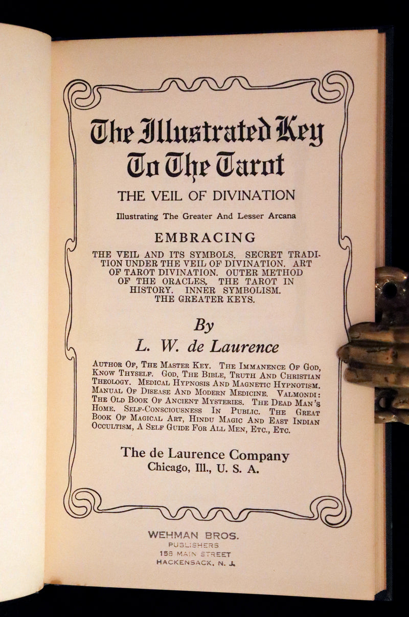 1918 Rare First Edition - The Illustrated KEY to the TAROT, The Veil of Divination by de Laurence.
