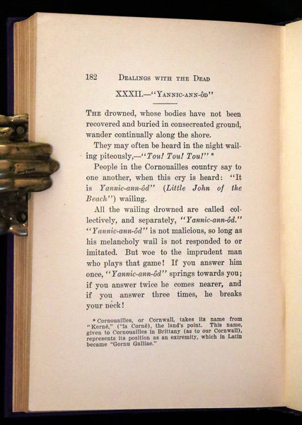 1900 Scarce First US Edition - DEALINGS WITH THE DEAD, Narratives From "La Légende de la Mort en Basse Bretagne"