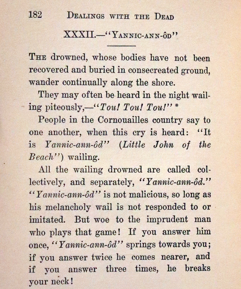 1900 Scarce First US Edition - DEALINGS WITH THE DEAD, Narratives From "La Légende de la Mort en Basse Bretagne"