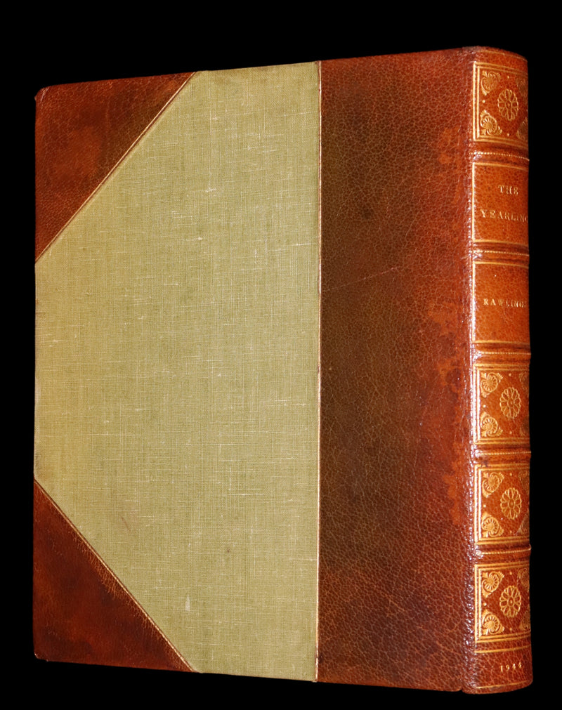 1944 Rare Book in Morocco binding - The YEARLING by Marjorie Kinnan Rawlings illustrated by N. C. WYETH.