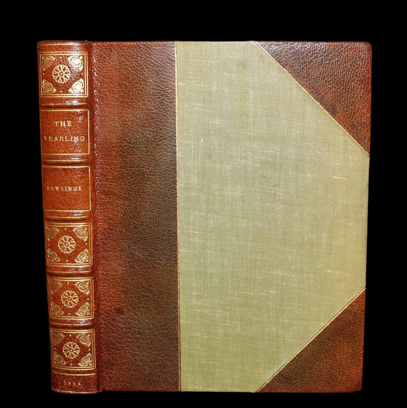 1944 Rare Book in Morocco binding - The YEARLING by Marjorie Kinnan Rawlings illustrated by N. C. WYETH.