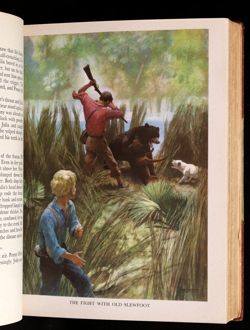 1944 Rare Book in Morocco binding - The YEARLING by Marjorie Kinnan Rawlings illustrated by N. C. WYETH.