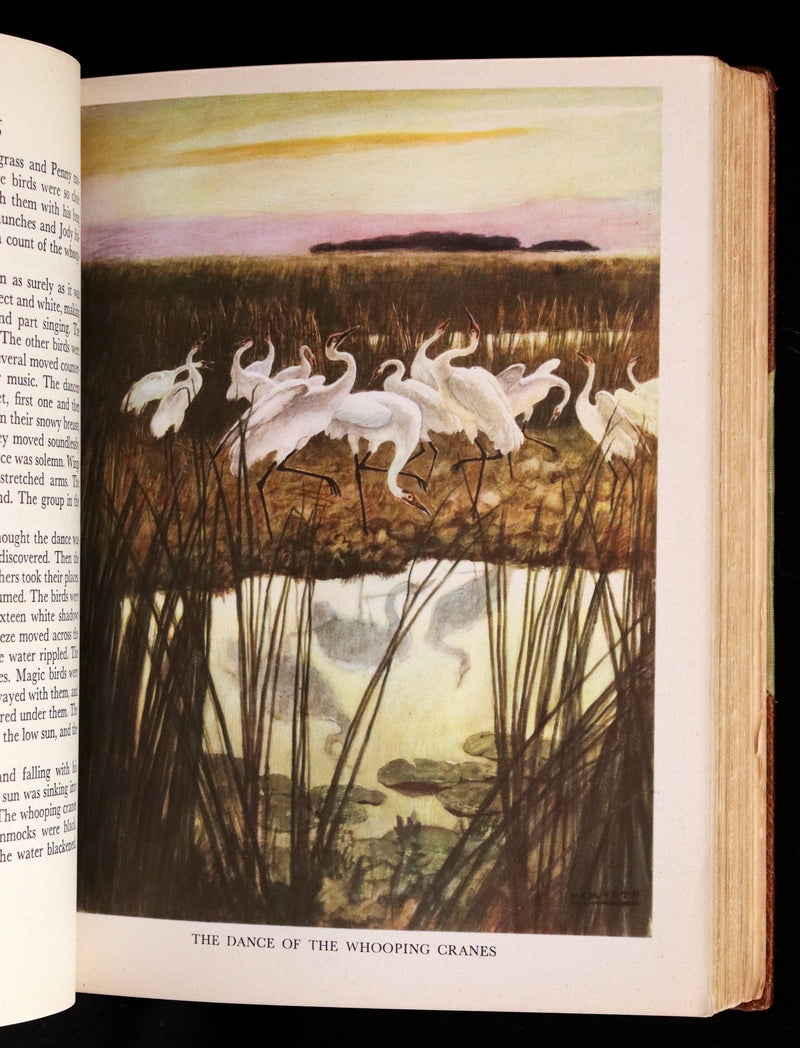 1944 Rare Book in Morocco binding - The YEARLING by Marjorie Kinnan Rawlings illustrated by N. C. WYETH.