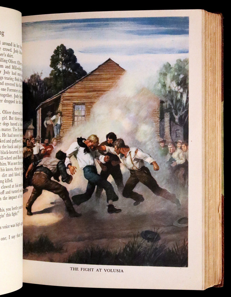 1944 Rare Book in Morocco binding - The YEARLING by Marjorie Kinnan Rawlings illustrated by N. C. WYETH.